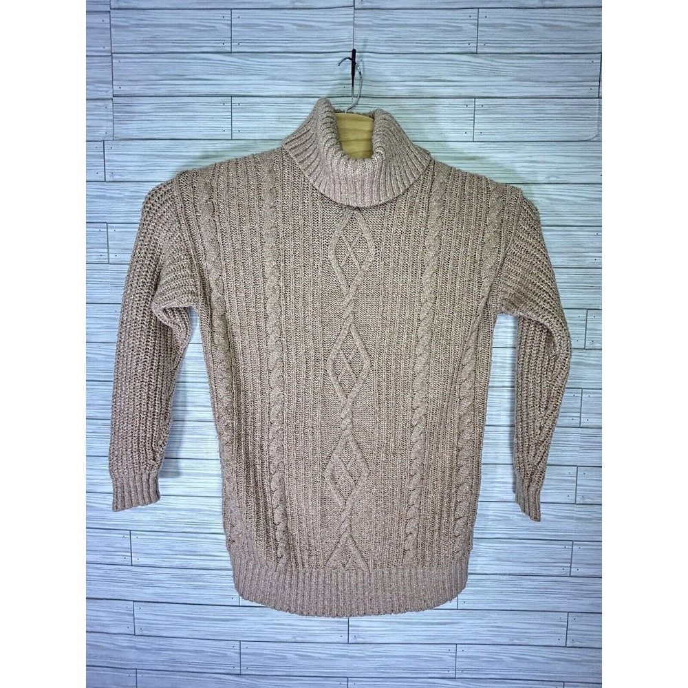 Women'sTorrid Turtleneck Cable Knit Medium Weight Tan/Brown/Cream Sweater Size 1